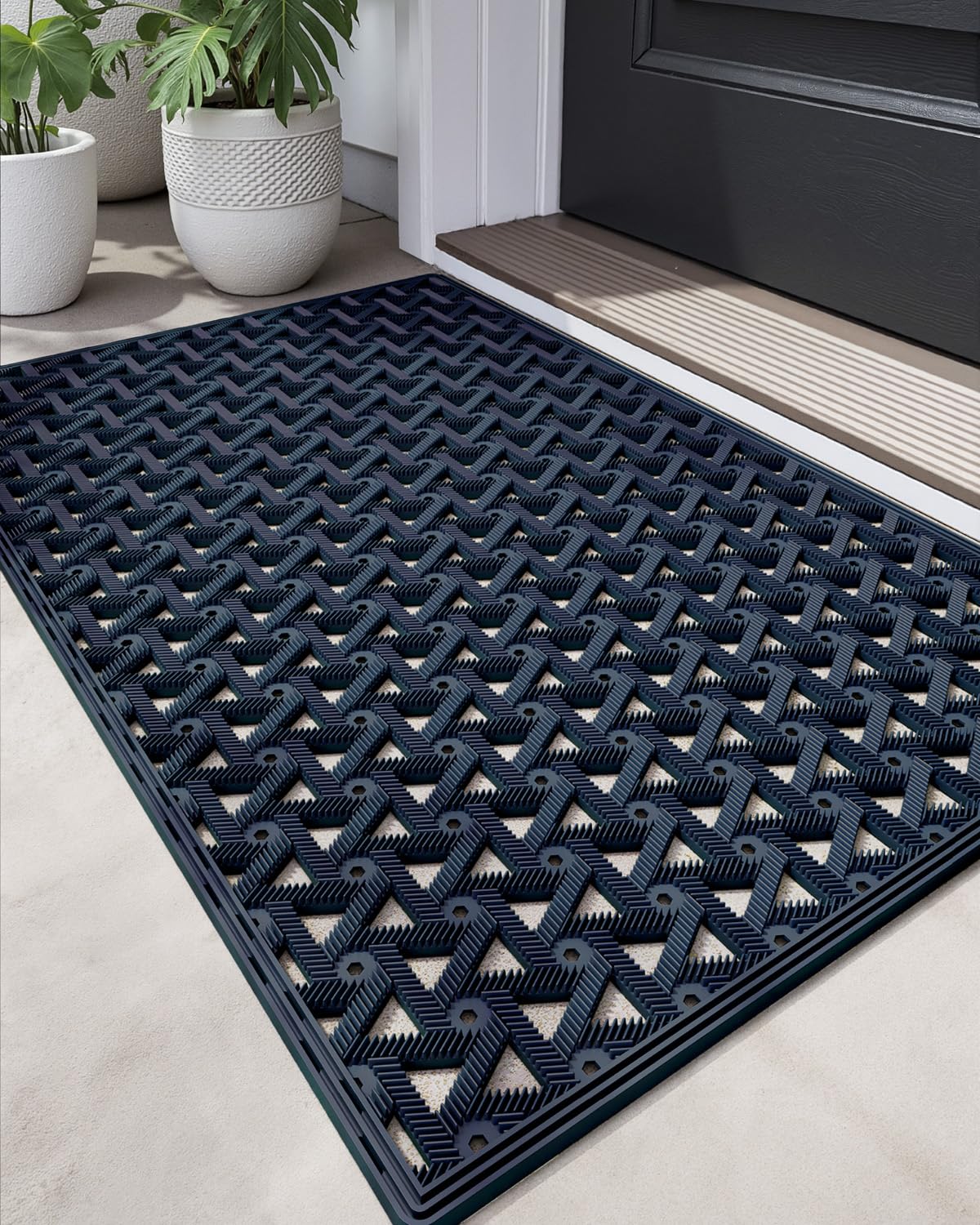 DEXI front door mat for outdoor entrance with non-slip surface for safer footing