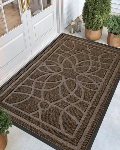 DEXI front door mat for outdoor entrance traps dirt and moisture