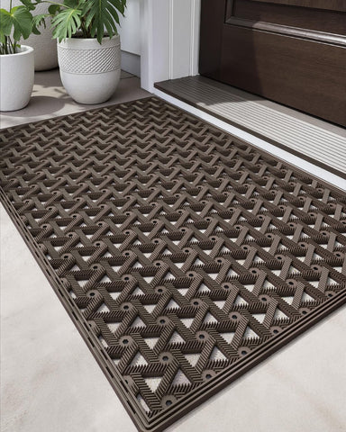DEXI front door mat outdoor rubber 24x36 demonstrates durable protection and clean entry.