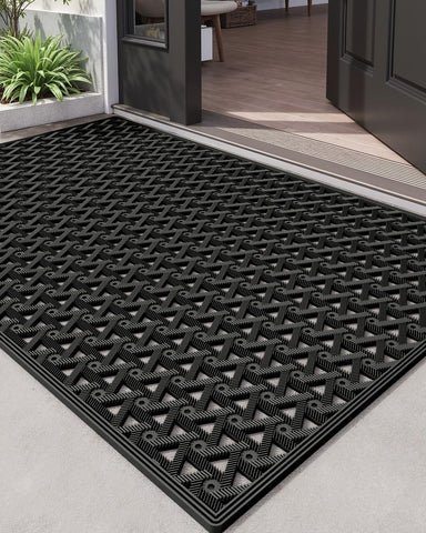 DEXI front door mat outdoor rubber 32x48 catches dirt at entry to reduce mess
