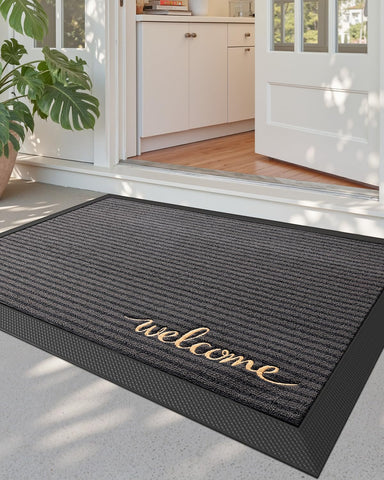 DEXI front door mat outside entrance; 2x3 ft size traps dirt at the doorstep.