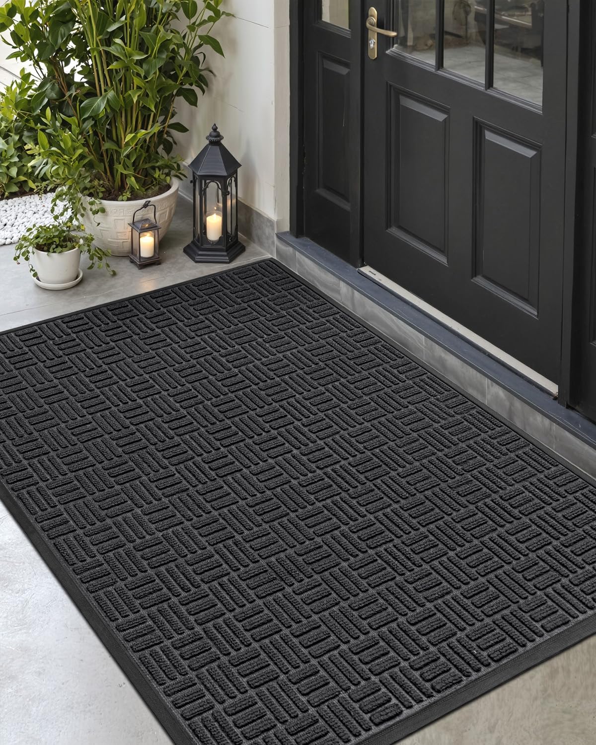 DEXI front door mat outside entrance 4x6 captures dirt to keep entryway cleaner.
