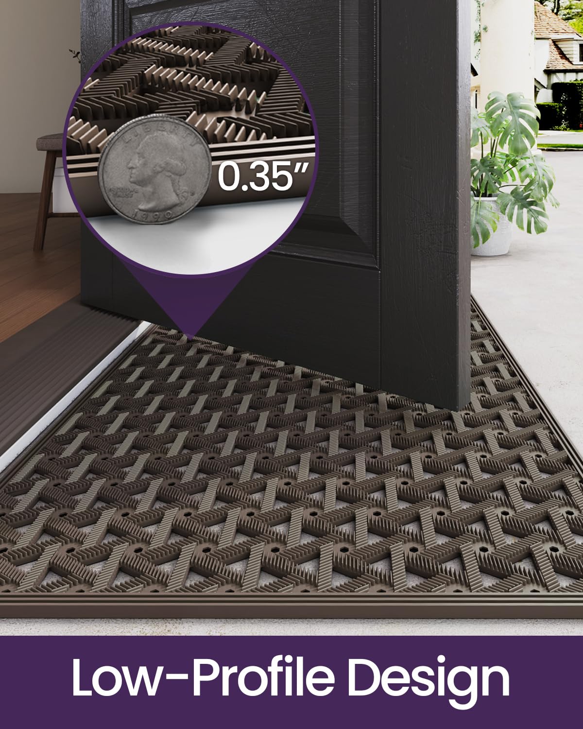 DEXI patio entrance mat welcomes guests and traps dirt.