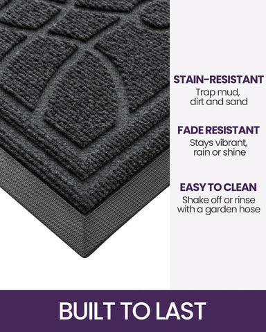 DEXI Front Door Mat pattern grooves capture dirt and sand at the threshold.