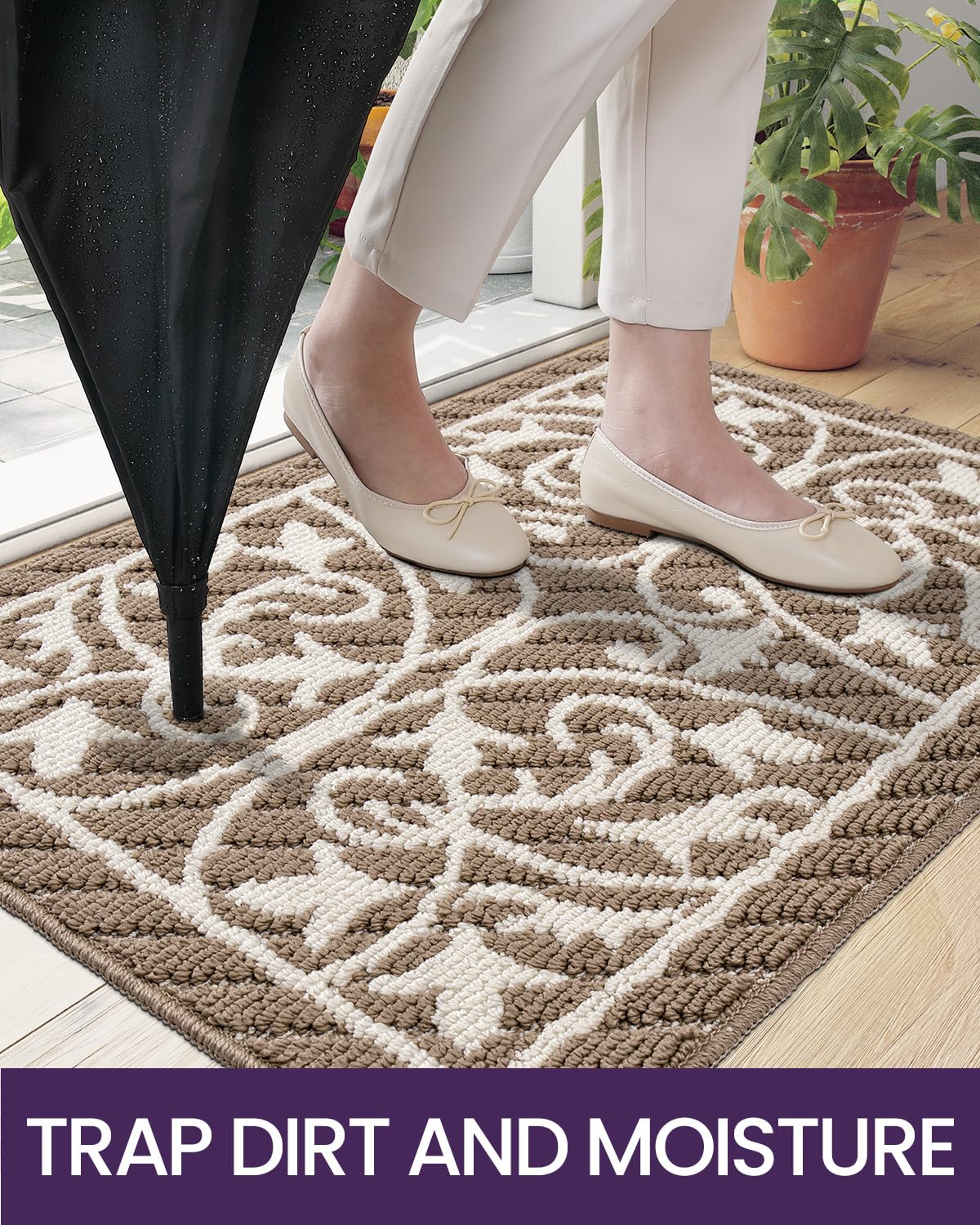 DEXI indoor-outdoor entry mat suits versatile entrances and stays tidy.