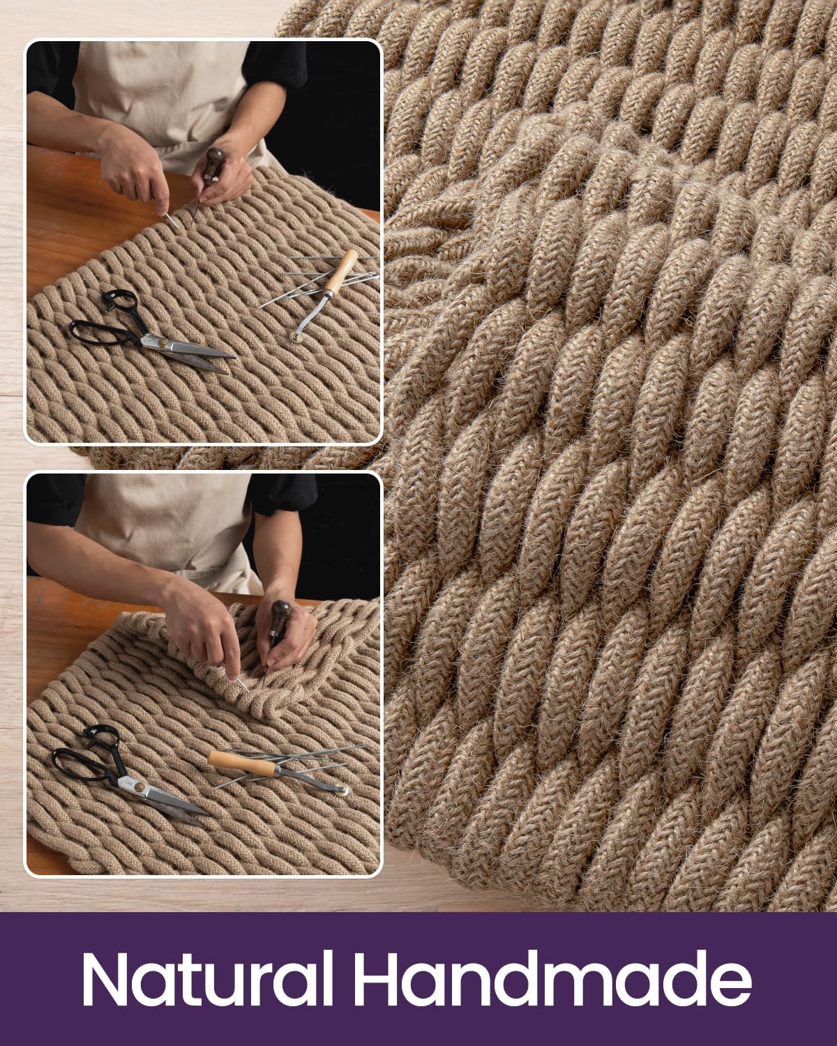 DEXI jute door mat durable for high-traffic entryways and everyday use