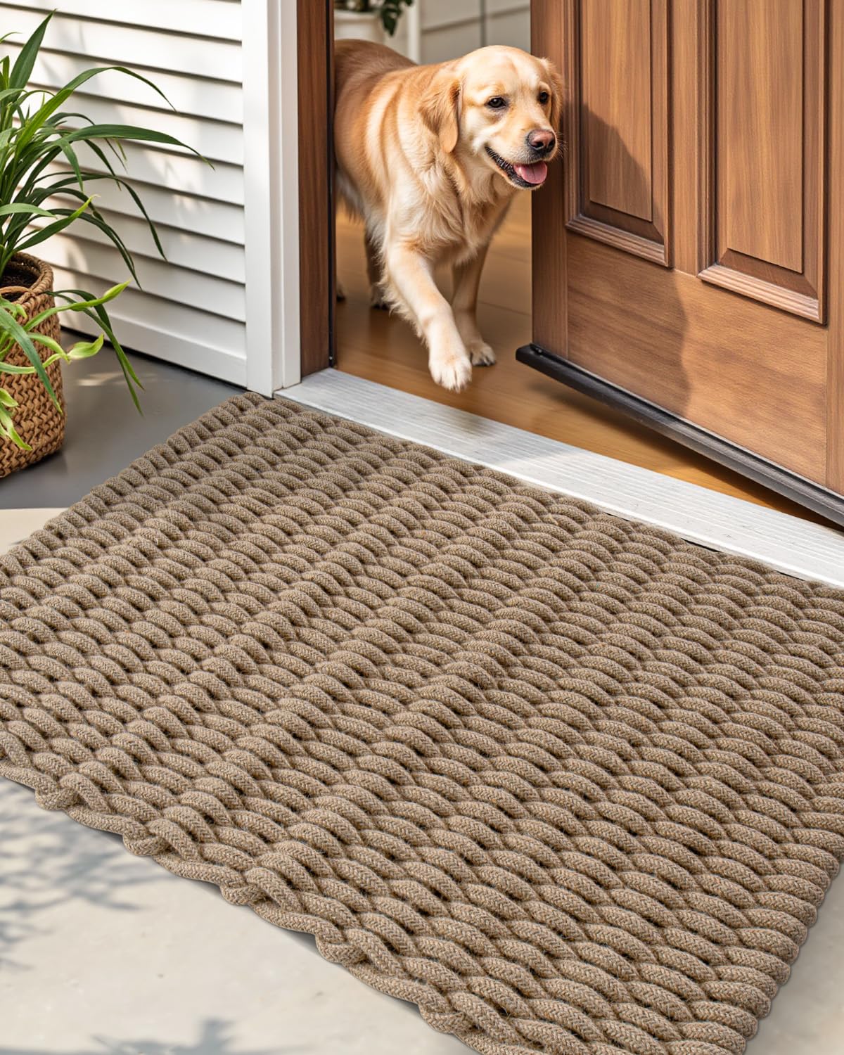 DEXI jute door mat handwoven natural fiber adds farmhouse charm