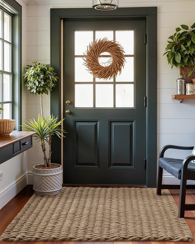 DEXI jute door mat non-slip design helps it stay in place