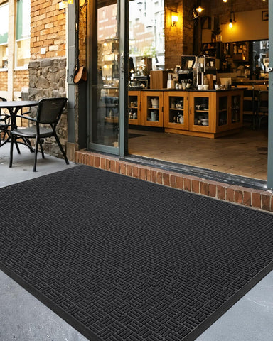 DEXI low-profile rug doors swing easily over the mat.