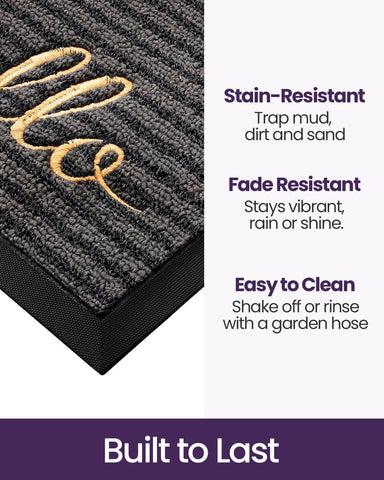 DEXI low-profile door mat fits under doors while catching debris.