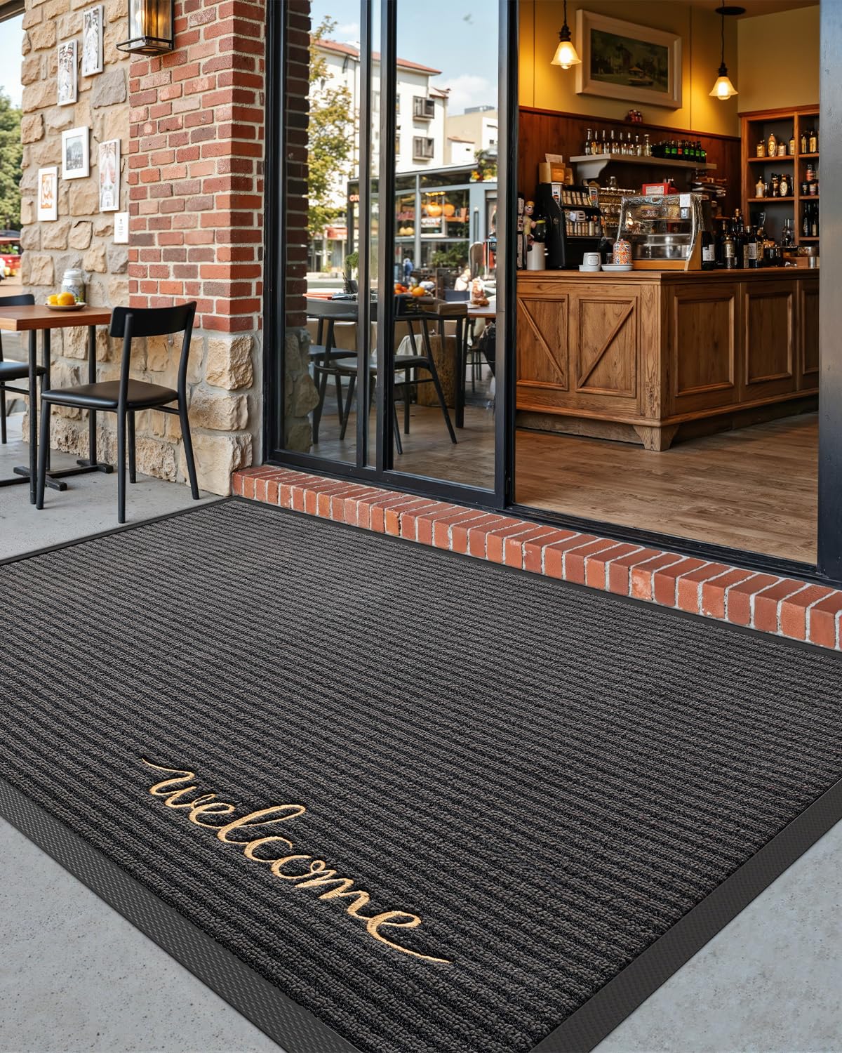 DEXI rain and snow resistant surface helps manage moisture at thresholds.