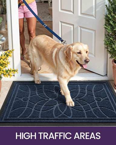 DEXI rubber-backed edges keep the mat in place and reduce slipping.