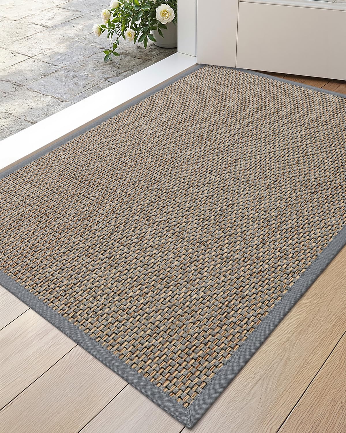 DEXI Ultra Thin Entryway Doormat front view shows low-profile, door-friendly edge