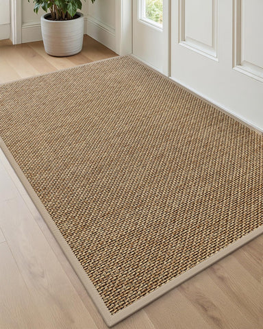 DEXI ultra-thin entryway mat at doorway shows 36x56 size and dirt-trapping capability.