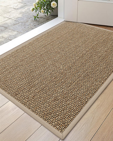 DEXI Ultra Thin Entryway Mat in beige traps moisture and dirt
