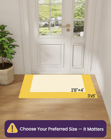 DEXI mat back view highlights non-slip rubber backing for secure indoor placement
