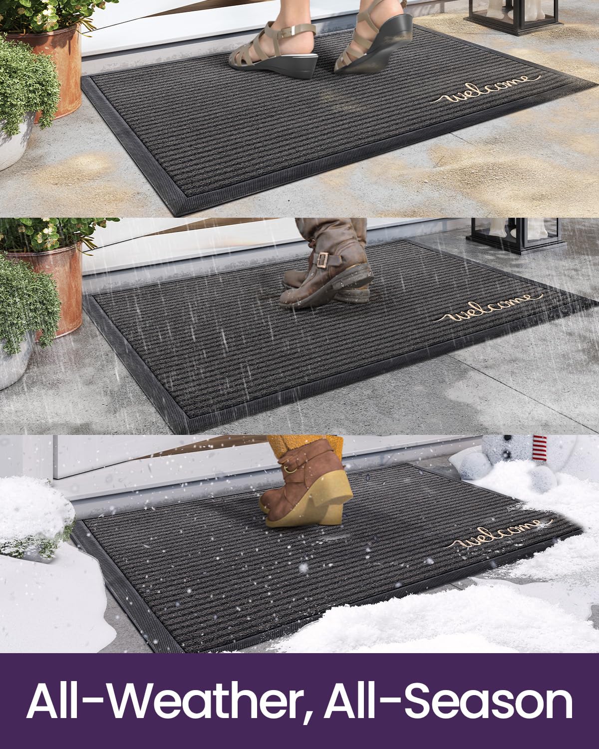 DEXI washable textured door mat resists fading and stains
