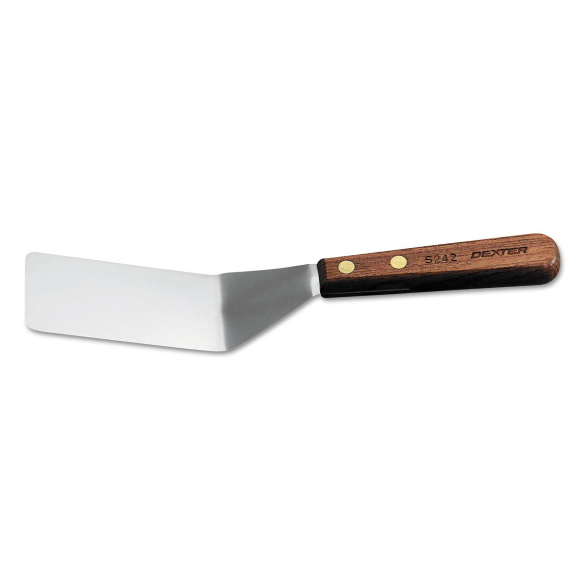 Dexter-Russell pancake turner with offset blade and rosewood handle for precise flips on hot griddles