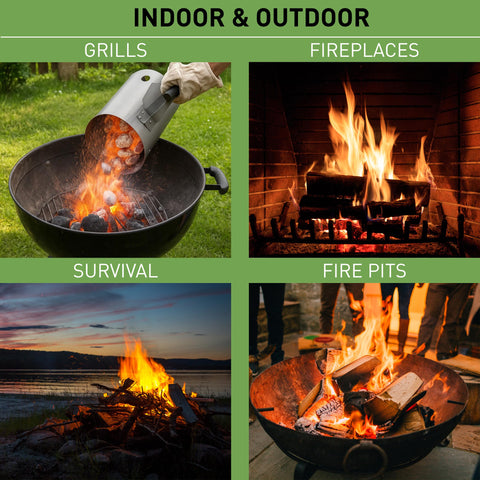 Dextreme Fire Starter used in an indoor and outdoor setting demonstrating versatility.