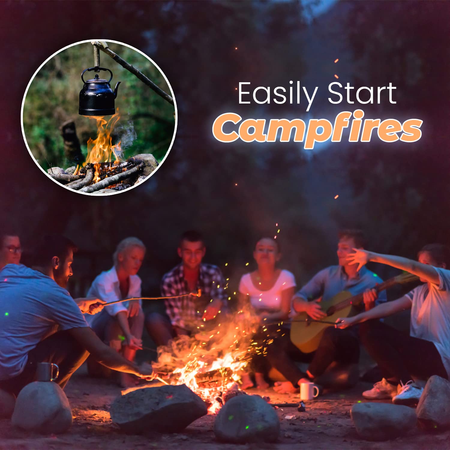 Dextreme Fire Starter wood stove scene suggests safe, controlled flame