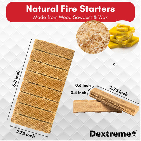 Dextreme Fire Starters Sticks beside an indoor fireplace for a clean burn.