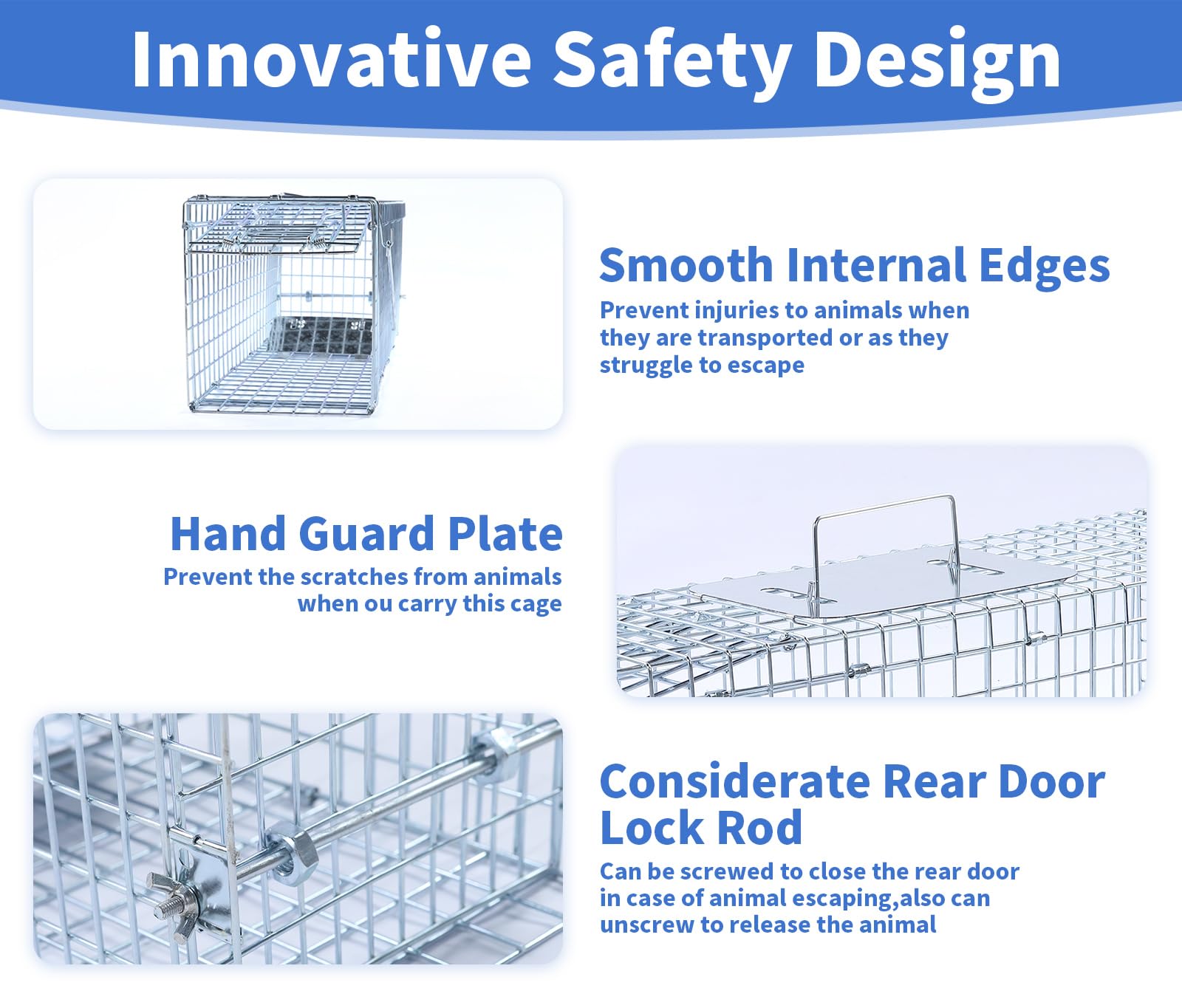 Dexyla rustproof galvanized steel construction ensures outdoor trap durability.