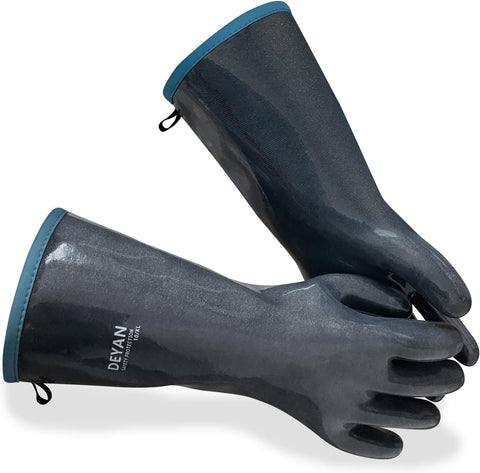 DEYAN silicone BBQ gloves - heat-resistant for grilling and baking with secure grip.