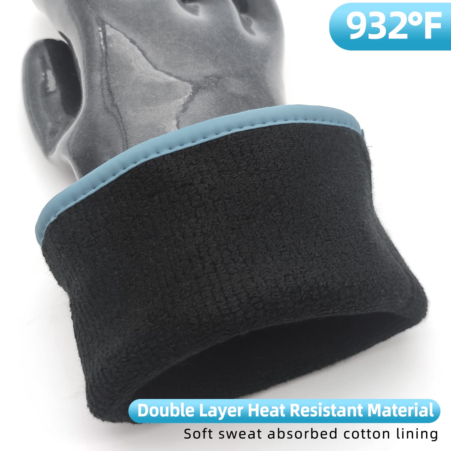 DEYAN silicone BBQ gloves - non-slip outer layer for better control while turning meats.