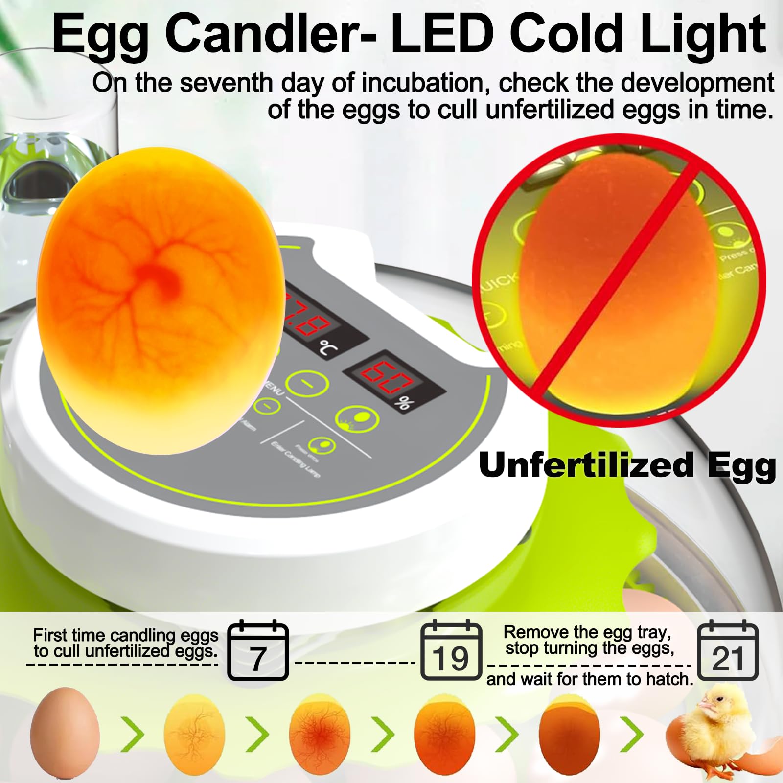 DEZHXHE egg incubator tray-change close-up, swap trays to fit various egg sizes.