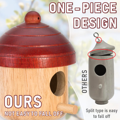 DFANG hummingbird nesting box with 0.8 inch entrance and hemp rope hanging option.