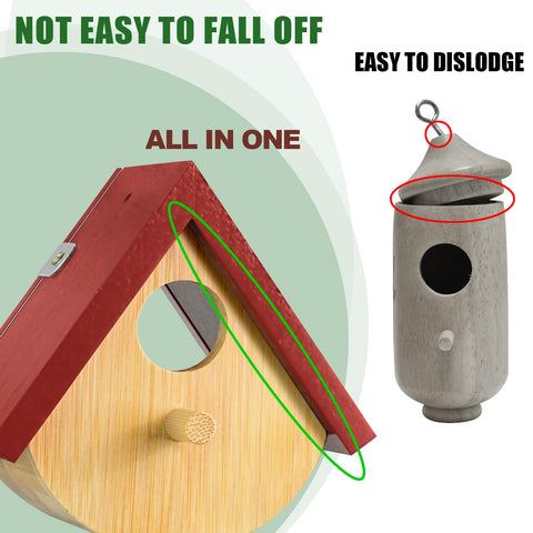 DFANG hummingbird house red top design attracts hummingbirds during nesting.