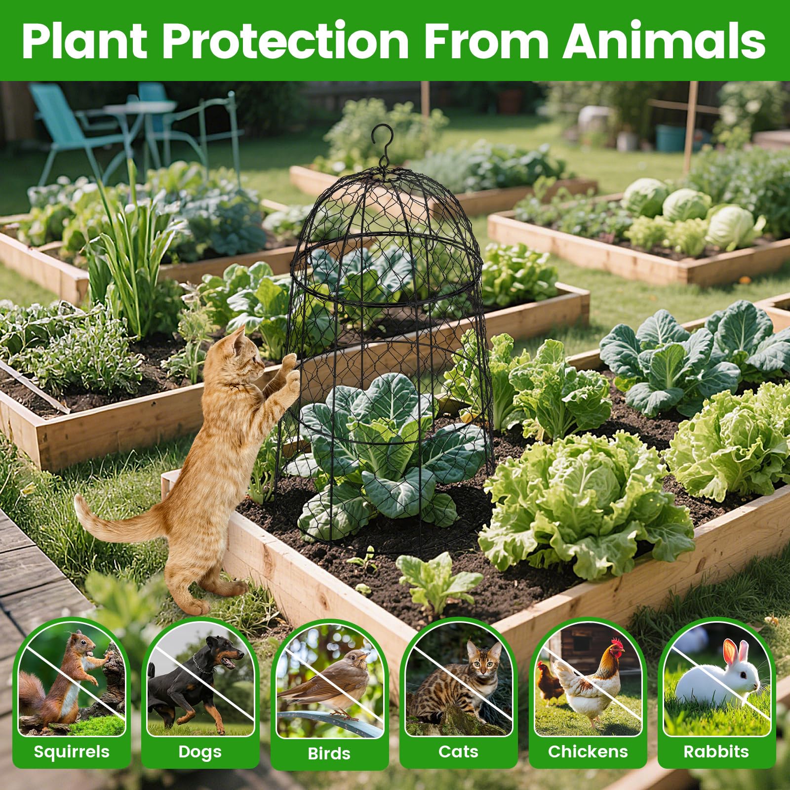 DFJFIFF large plant cages shield tomatoes and roses outdoors.