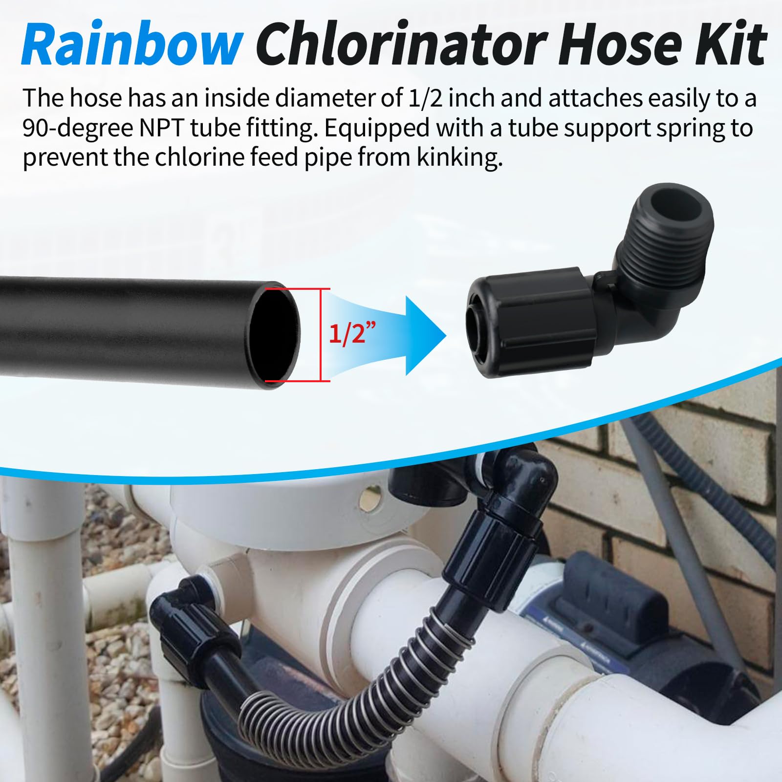 DFNIDY flexible chlorine feeder hose enables quick replacement and smooth operation.