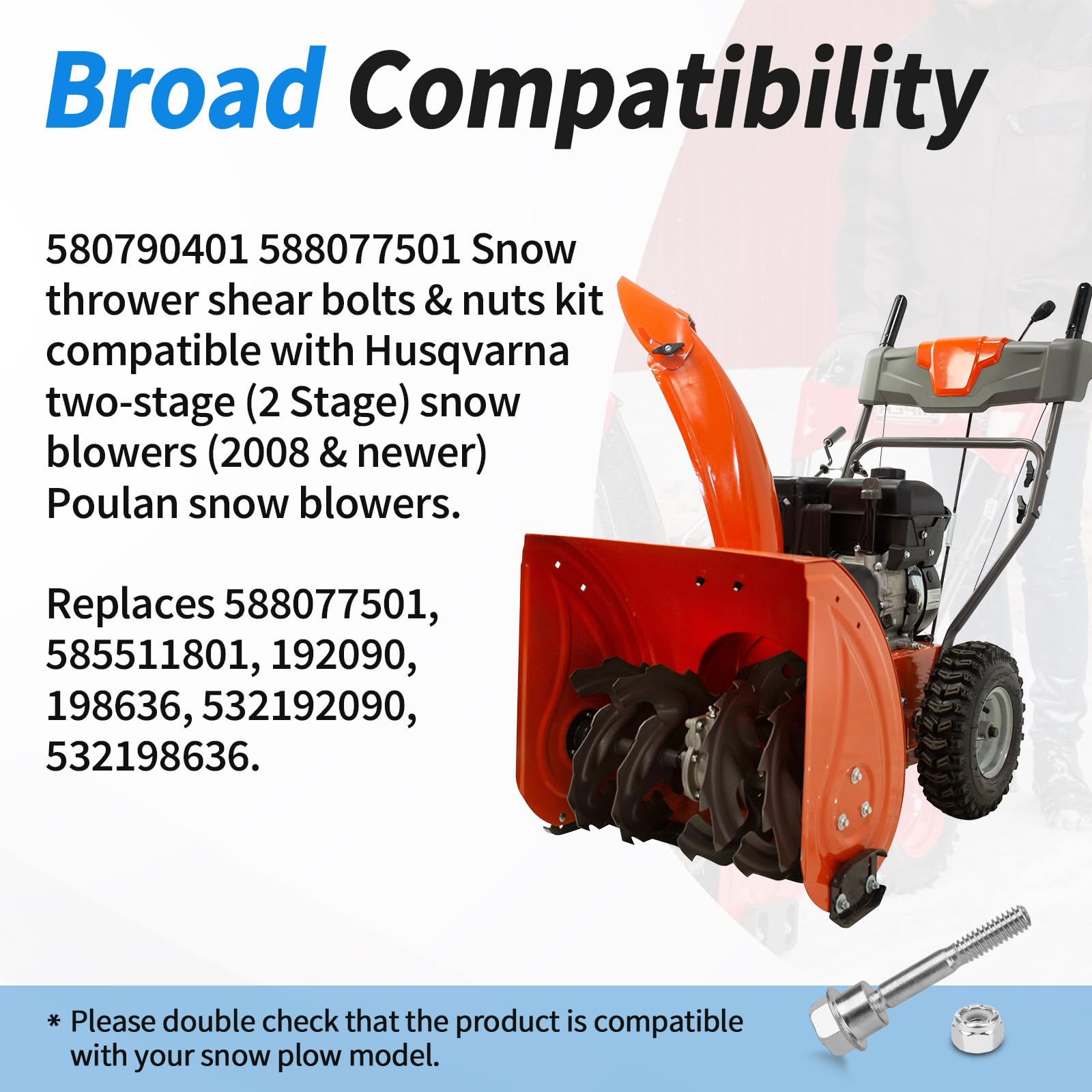 Dfnidy Husqvarna snow blower bolts image shows durable components protecting the auger
