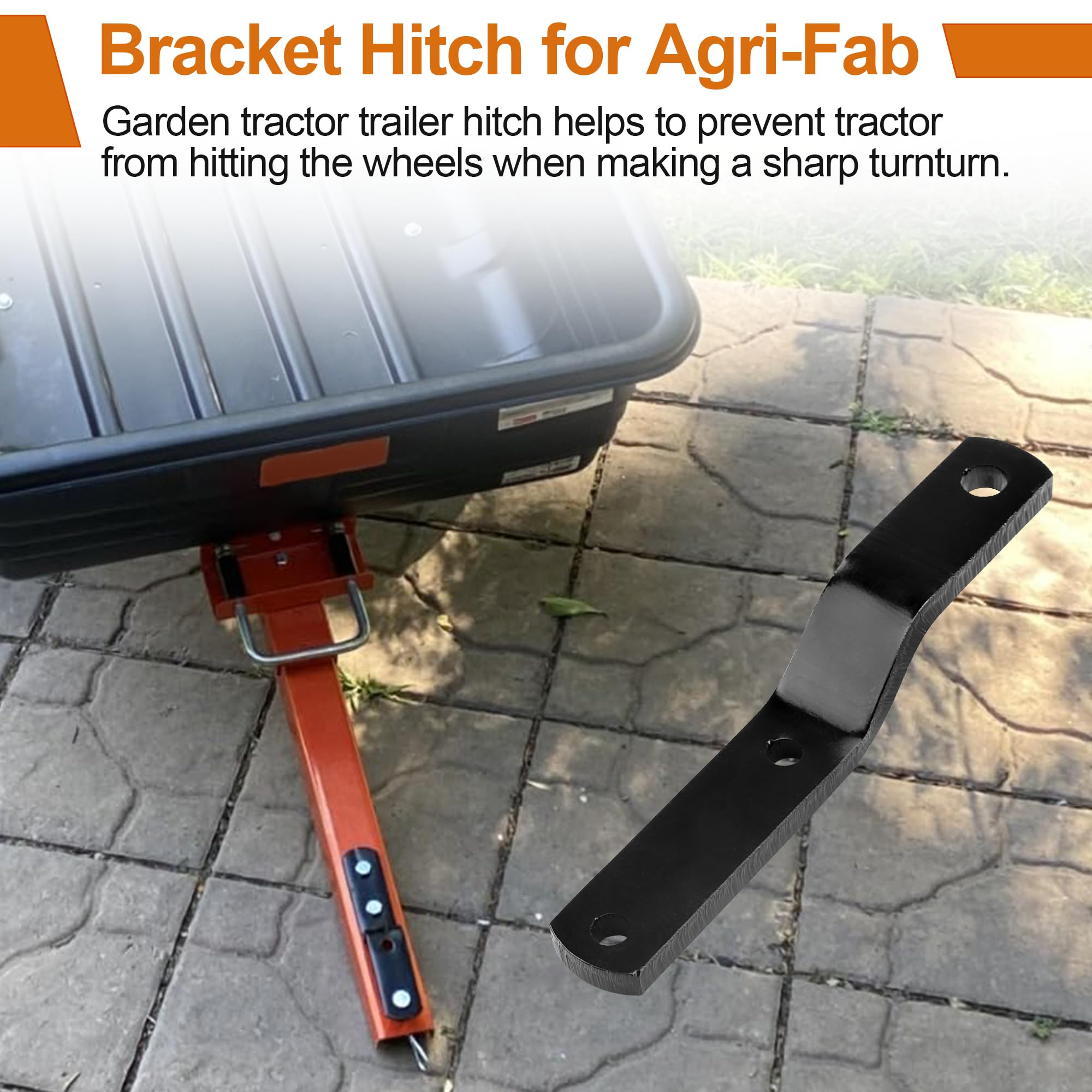 Dfnidy trailer tongue extension assists installation on compatible mowers.