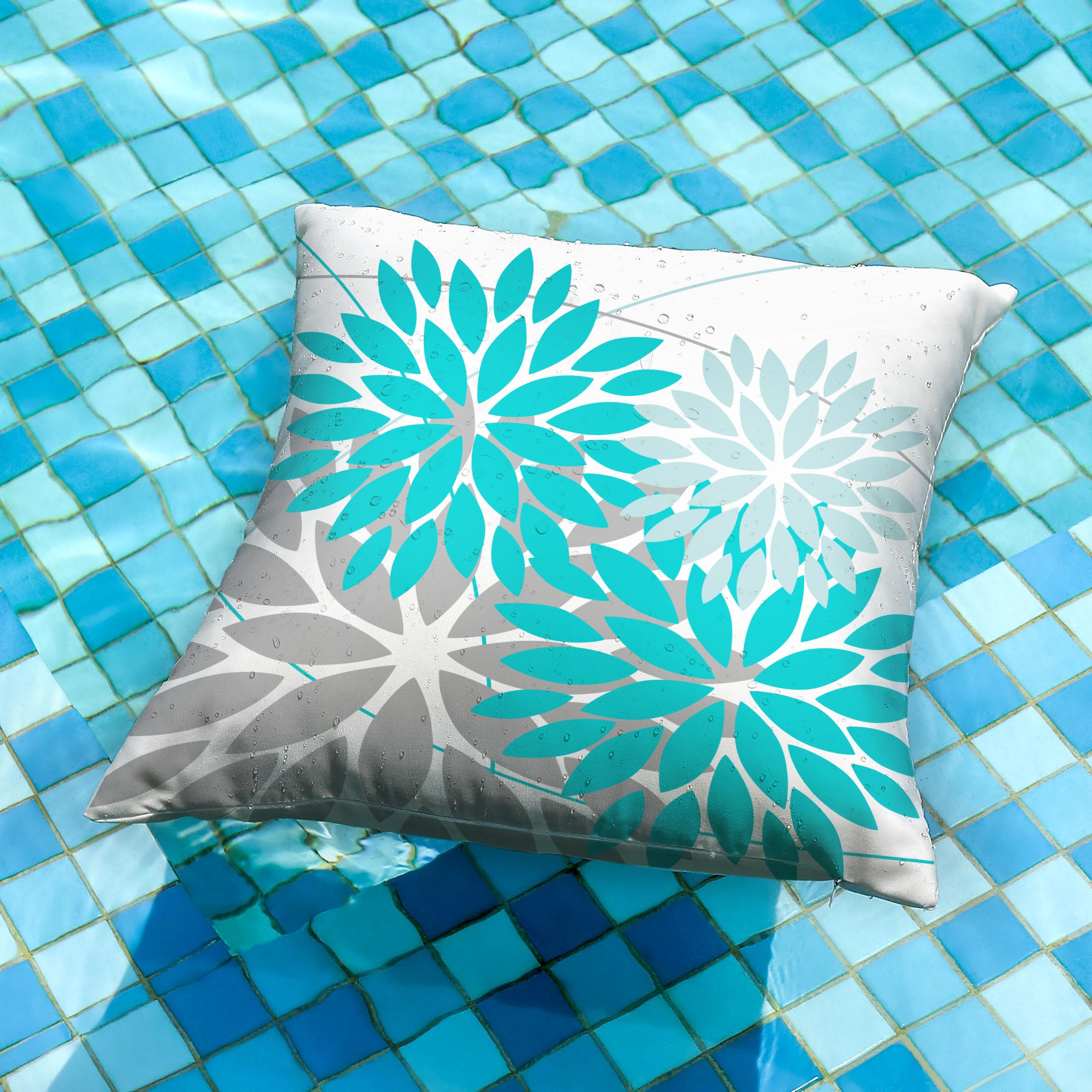 DFXSZ aqua blue geometric pattern pillow cover for outdoor style