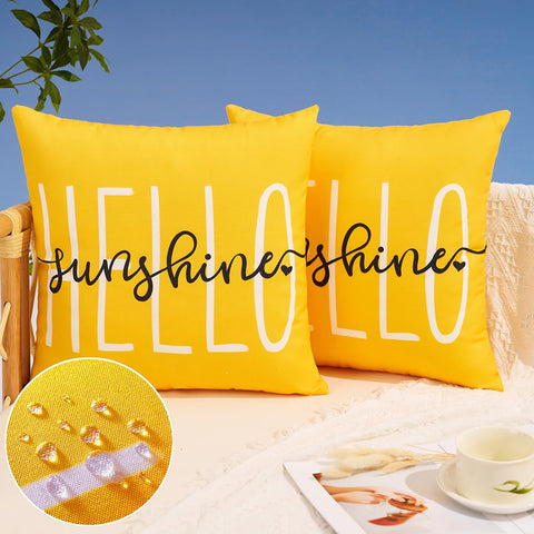 DFXSZ Hello Sunshine pillow cover 18x18 in outdoor decor with a snug fit.