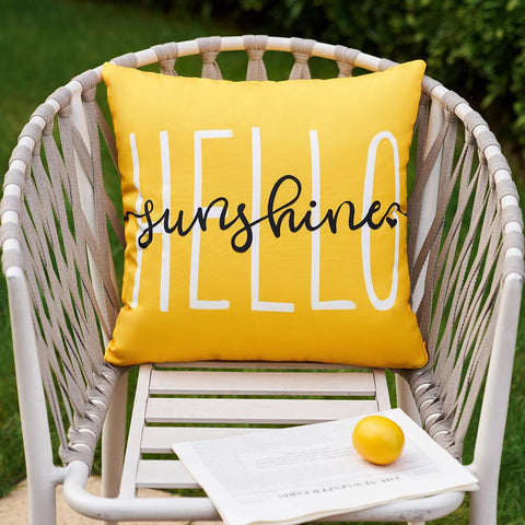 DFXSZ Hello Sunshine waterproof linen fabric protects cushions outdoors.