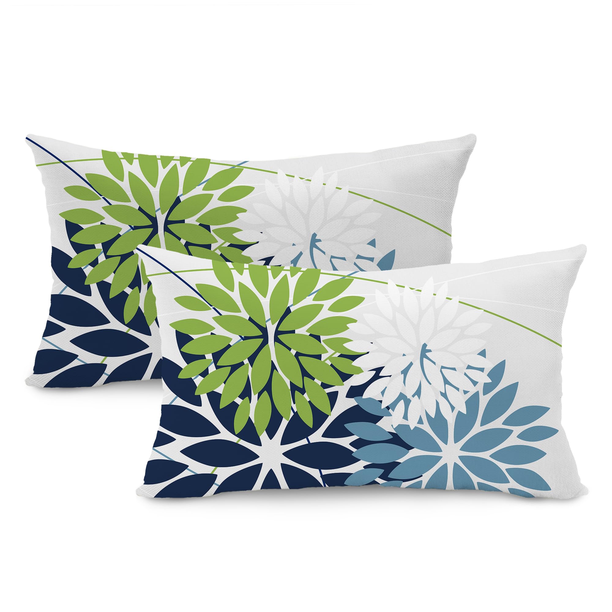 DFXSZ outdoor pillow cover front view with geometric blue-green pattern for patio decor.