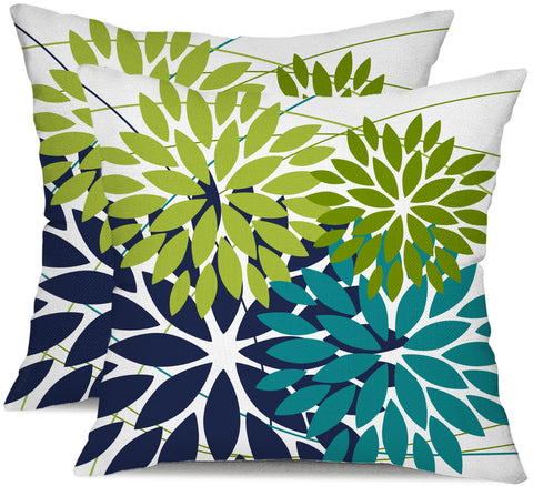 DFXSZ outdoor pillow covers 18x18 dark green flower front view, durable outdoor decor