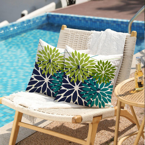 DFXSZ outdoor pillow covers 18x18 light green flower pattern close up shows versatility