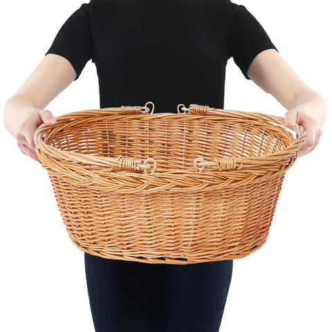DGANXUN large empty basket side view highlighting hand-woven craftsmanship and portability.