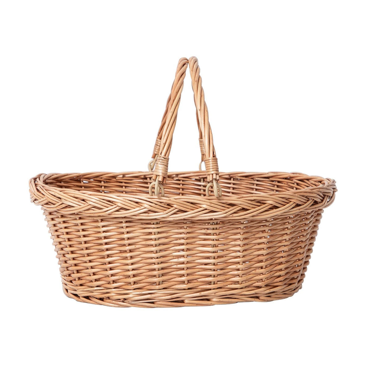DGANXUN wicker picnic basket with handle, natural texture, ideal for outdoor meals.