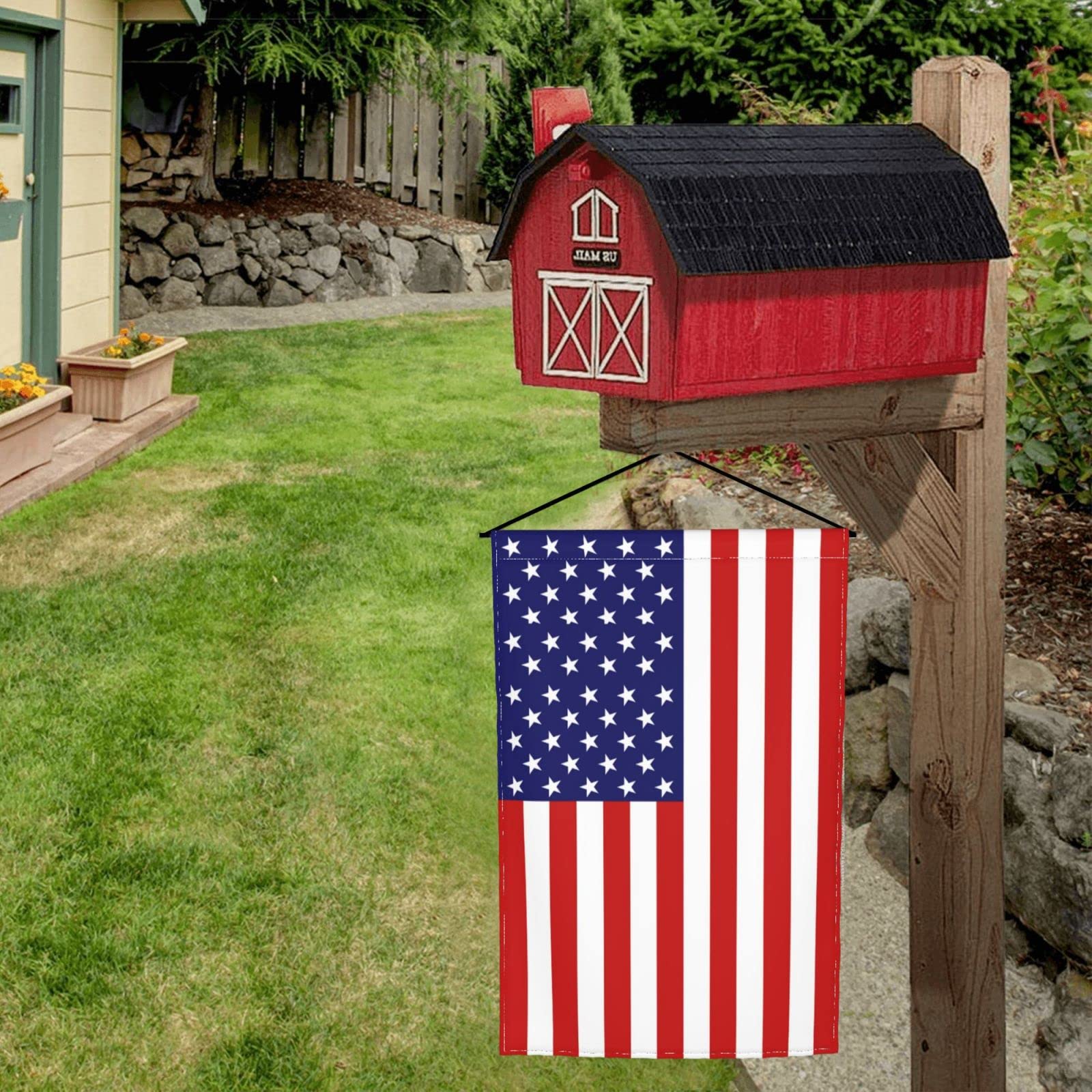DGFhk blue red white American flag banner for outdoor decor