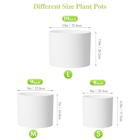 DGJDLWHX large 10-inch white pot with brown base, great for tall plants.