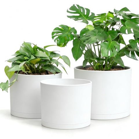 DGJDLWHX large 8-inch white pot with brown base, lightweight and floor-safe.