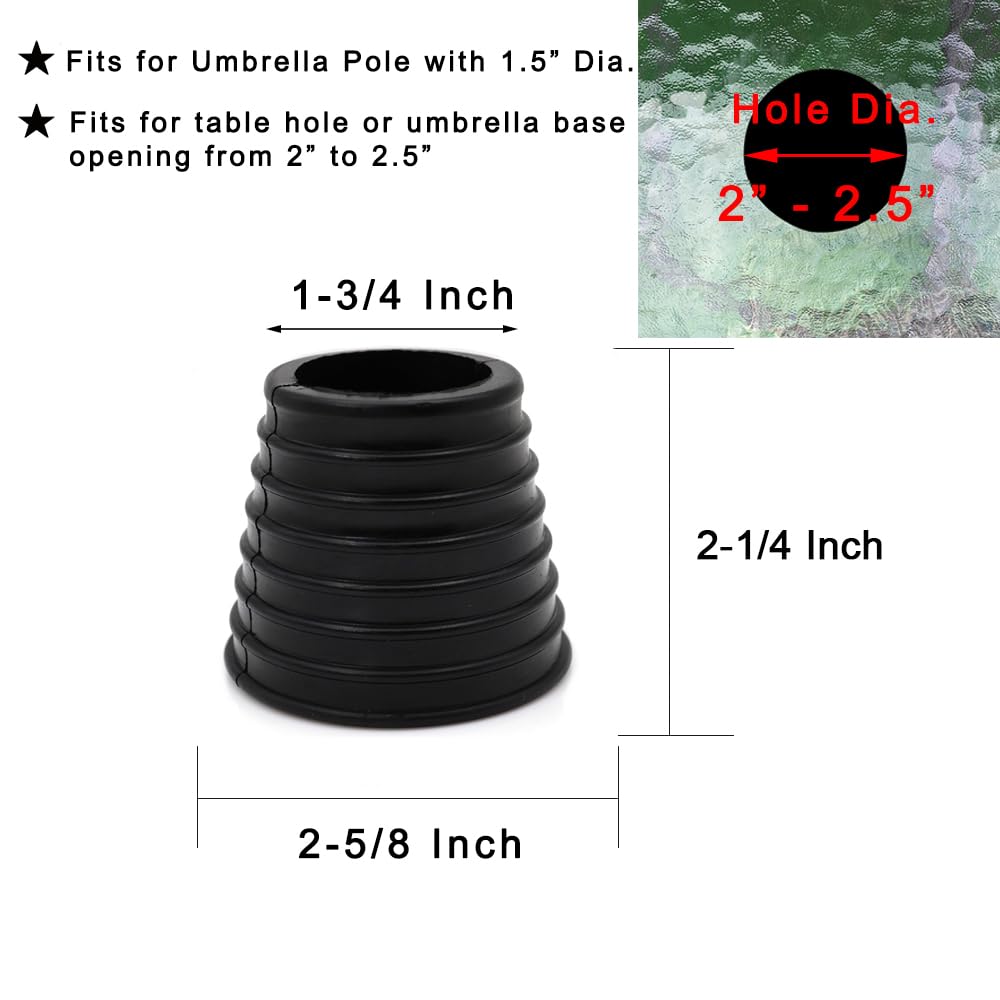 DGQ cone plug for 2-2-5 inch holes shows table compatibility.