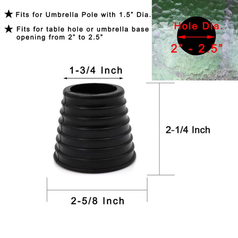 DGQ cone plug for 2-2-5 inch holes shows table compatibility.