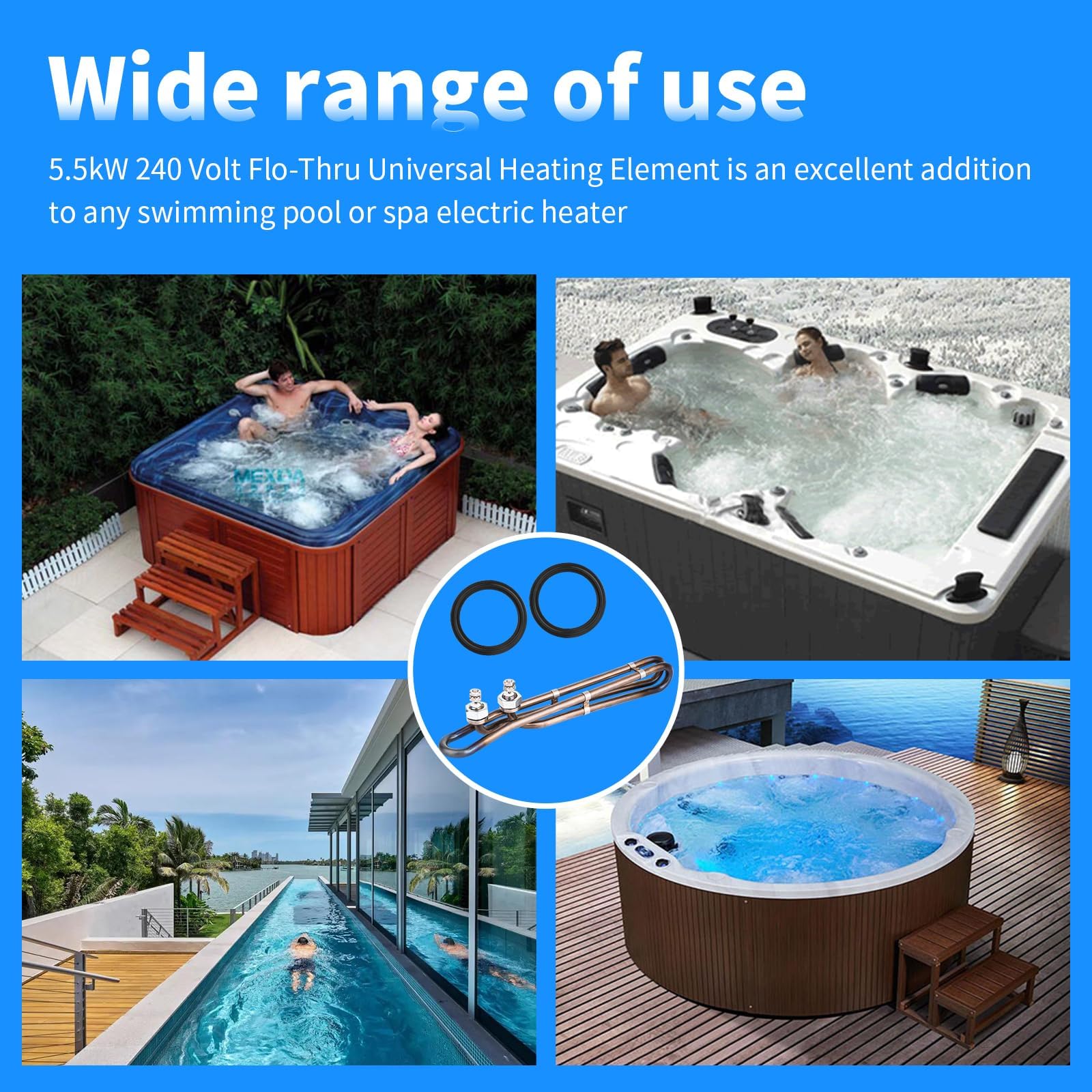 Dgqtrx 240V titanium element for fast, reliable spa heating.