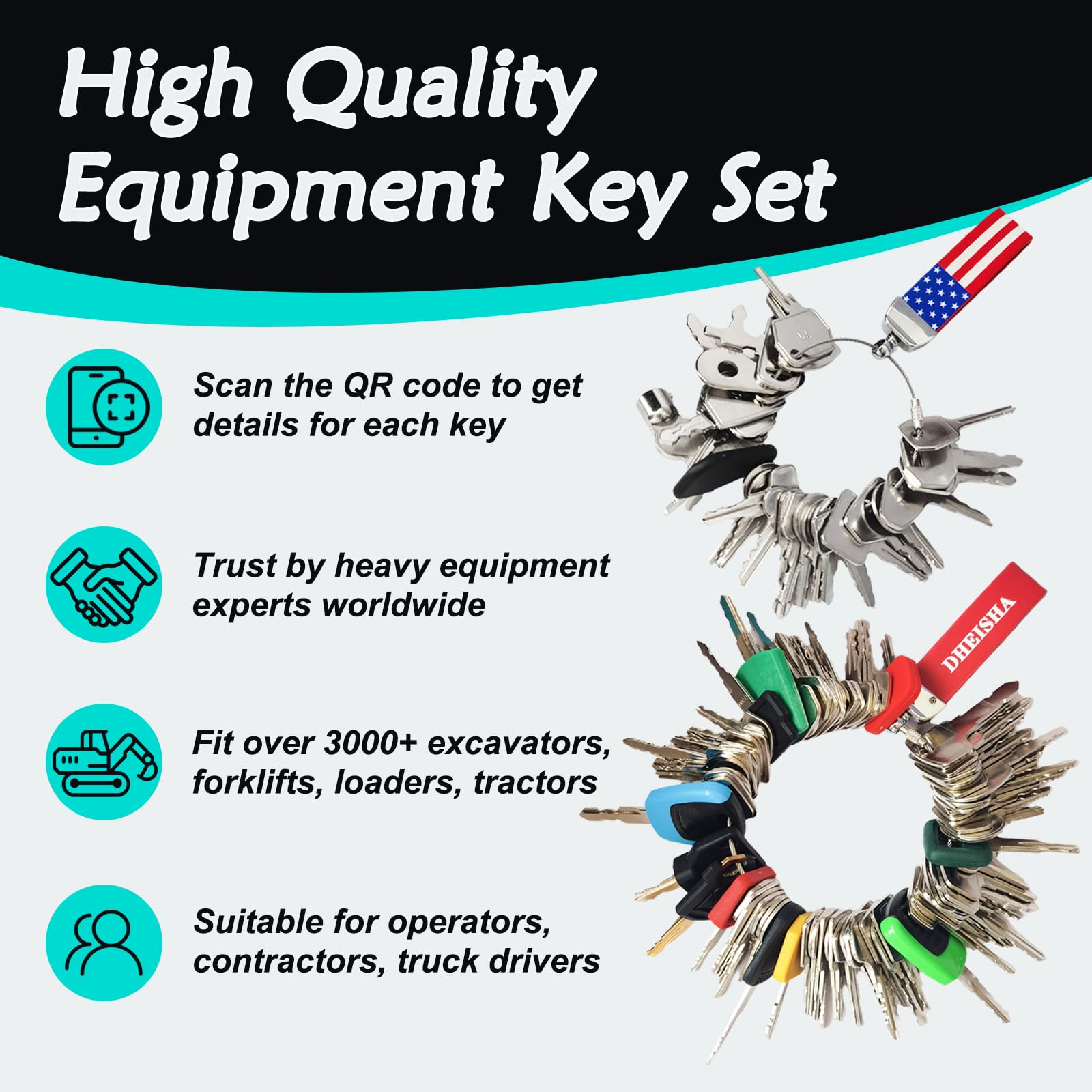 DHEISHA detachable cable key rings for easy organization.